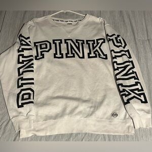 Victorias Secret PINK Women’s Sweatshirt - White/Black - Size Medium
